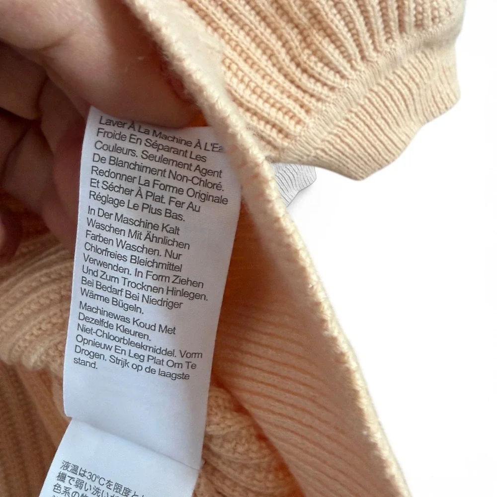 J.Crew Puff Sleeve Sweater Womens Peach Excellent Ribbed Cotton‎ Cashmere L
